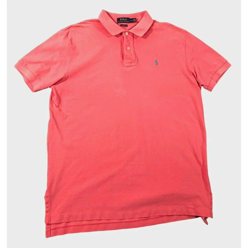 Polo Ralph Lauren Classic Fit Men's L Pink Short Sleeve Solid Logo Polo Shirt